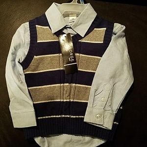 PRICE DROP - Boys Sweater Vest and Shirt - 24M